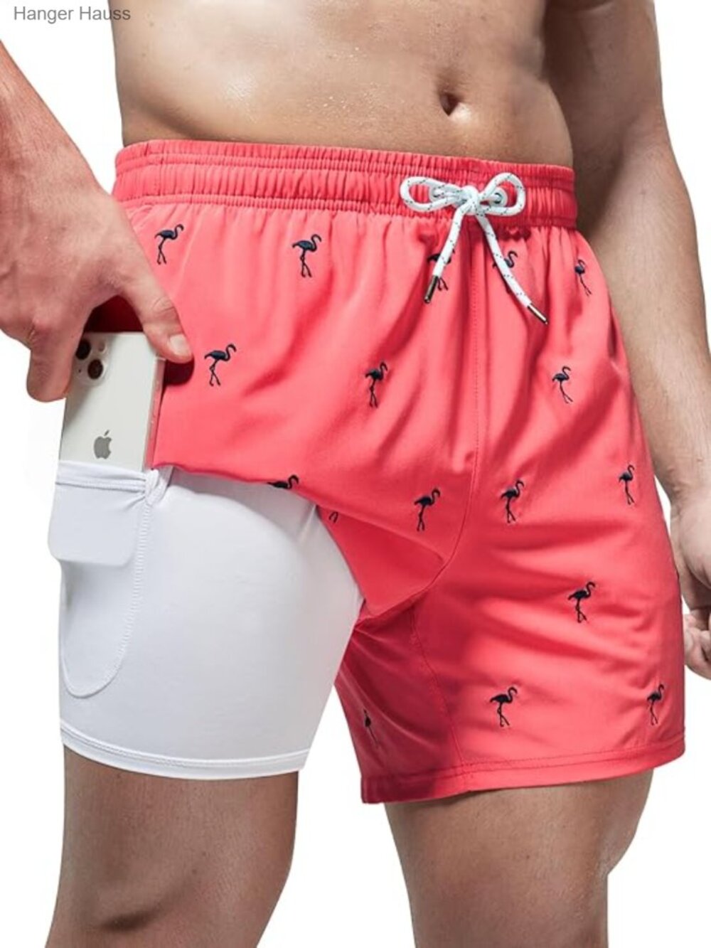 Men's 2-in-1 Swim Trunks with Boxer Liner 5.5" Quick Dry Zipper Pockets